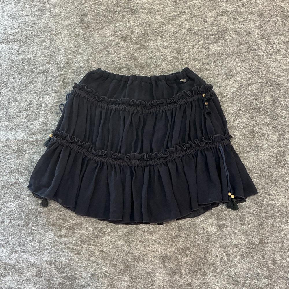 SeeByChloe Black Tiered Ruffle Mini Skirt A36